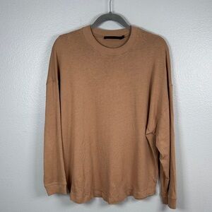 Jenni Kayne Boyfriend Long Sleeve Tee in Camel Cotton Oversized size XS
